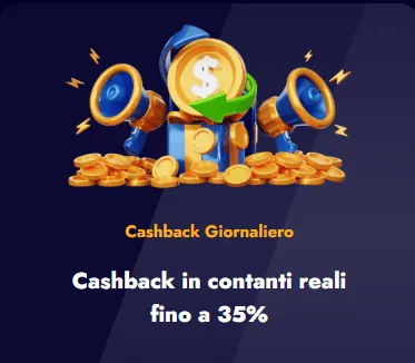 Cashback giornaliero fino al 35 percento in contanti reali