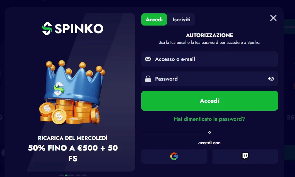 Registrazione Spinko Casino 3